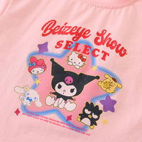 Boys Pink Cartoon Printed Short Sleeves T-Shirt With Denim Shorts Set 2 pc. Sets