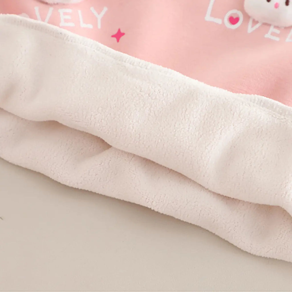 Girls Pink Applique Regular Sweatshirt With Trousers Sets 2 pc. Sets