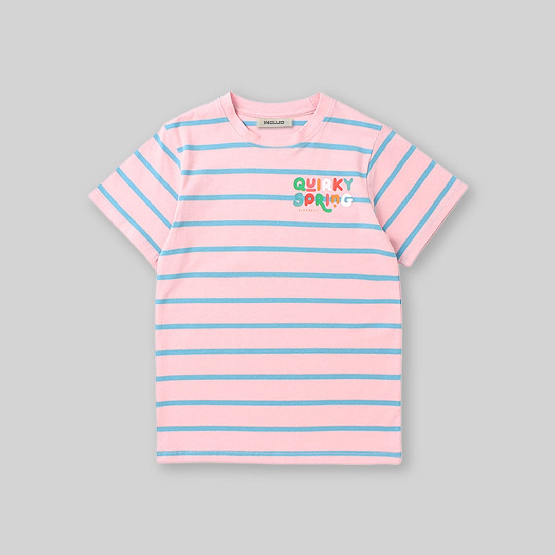Girls Striped Short Sleeves T-Shirt Tshirts   