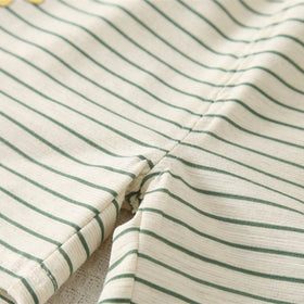 Boys Green Dinosaur Striped Polo T-shirt with Shorts Set Sets