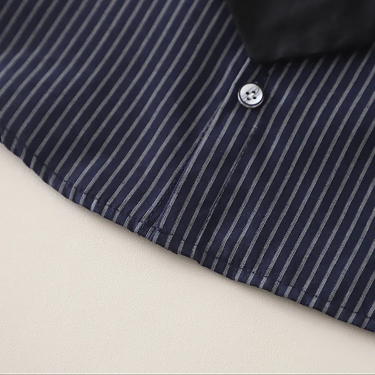 Boys Dark Blue Striped Button-Down Shirt With Shorts Sets Sets