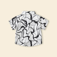 Boys White Abstract Printed Shirt With Short Sleeves Shirts