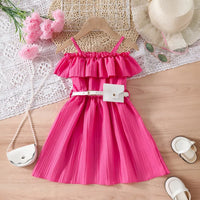 Girls Fuchsia Off Shoulder Fit & Flare Dress Casual Dresses Fuchsia 1-2 Y
