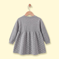 Girls Grey Polka Dot Print Knitted Fit & Flare Dress Casual Dresses