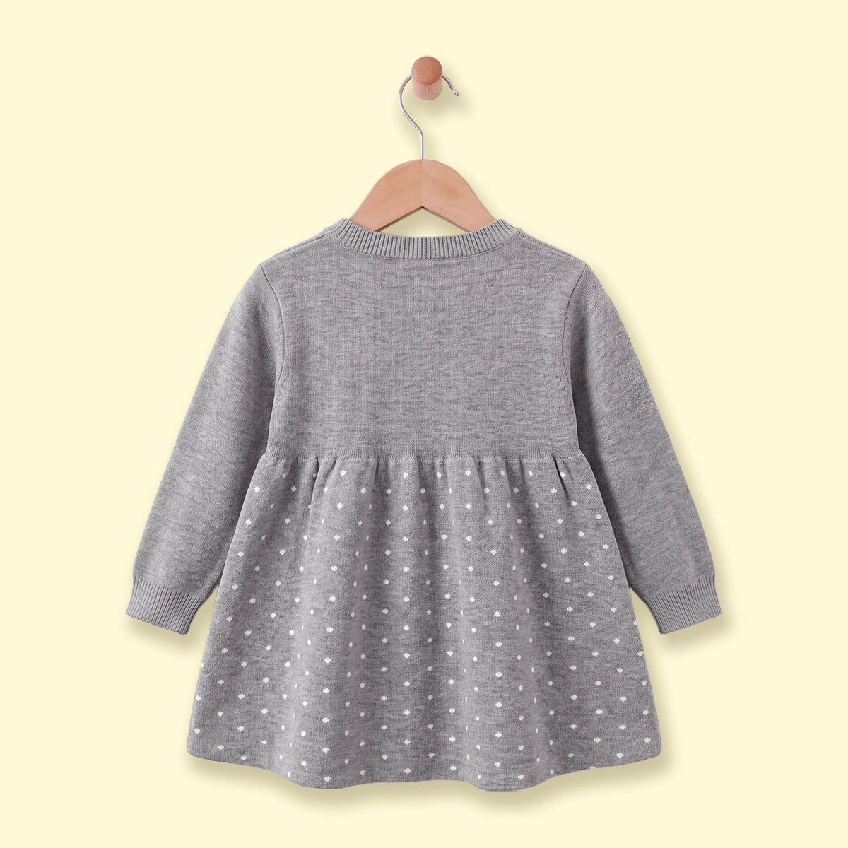 Girls Grey Polka Dot Print Knitted Fit & Flare Dress Casual Dresses
