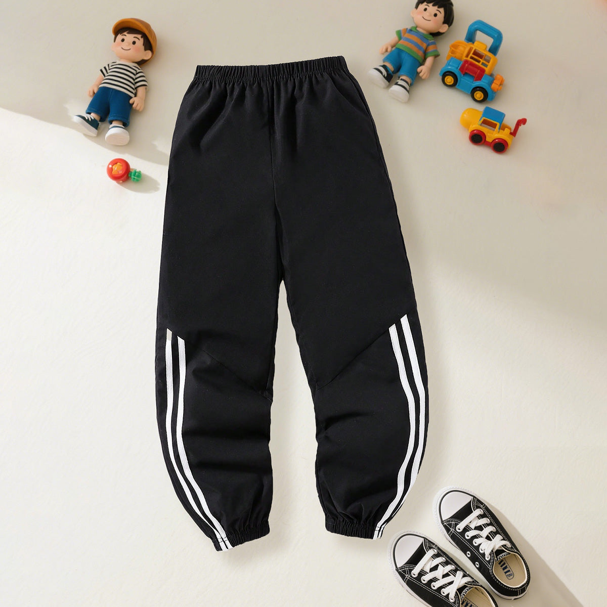 Boys Black Side Striped Track Pants Trackpants & Joggers Black 7-8 Y