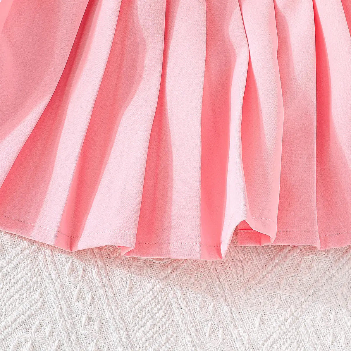 Girls Pink Embellished Ruffled Blazer Vest With Pleated Skirt & Camisole Top Sets Sets