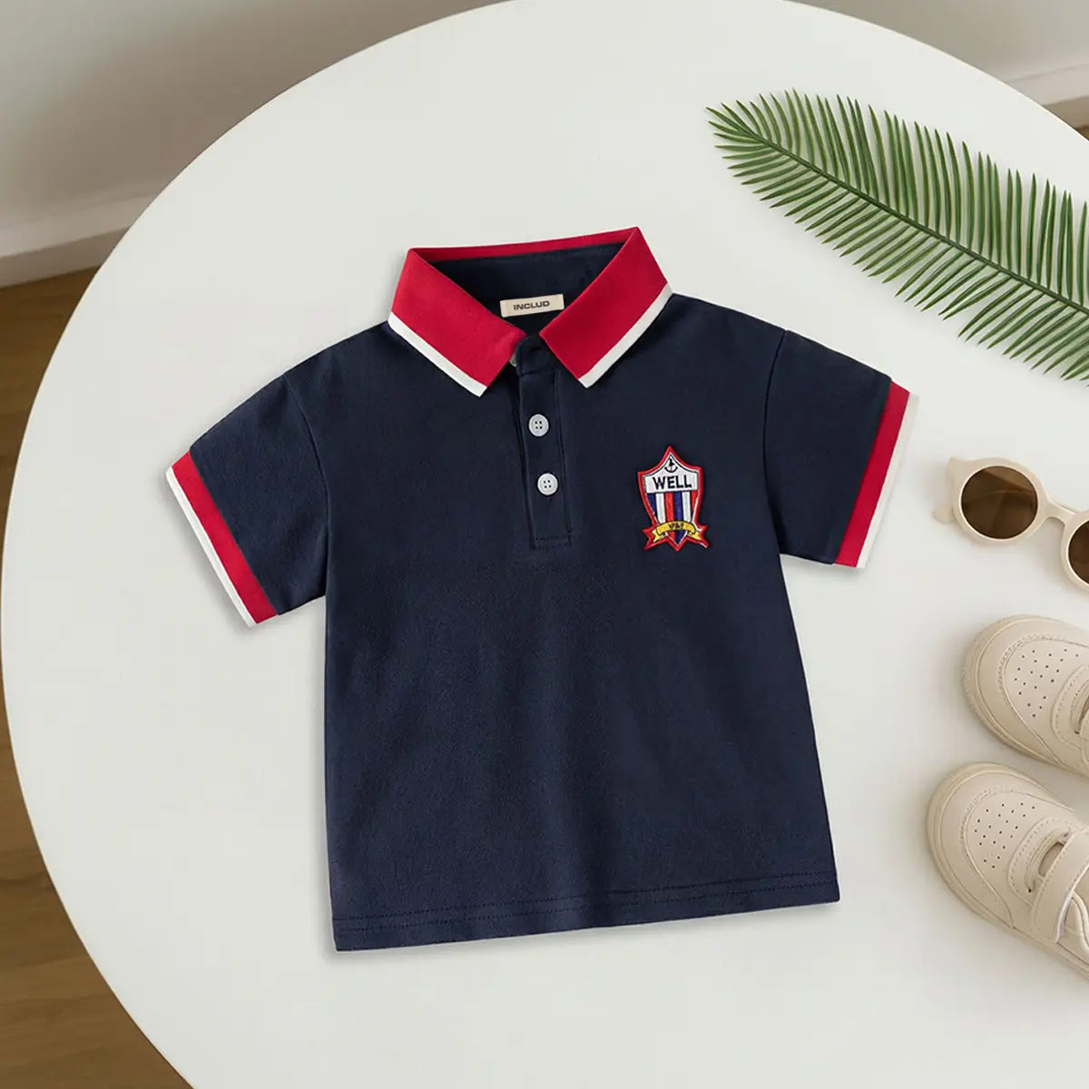 Boys Navy Blue Solid Short Sleeves Polo T-Shirt Tshirts Navy Blue 1-2 Y