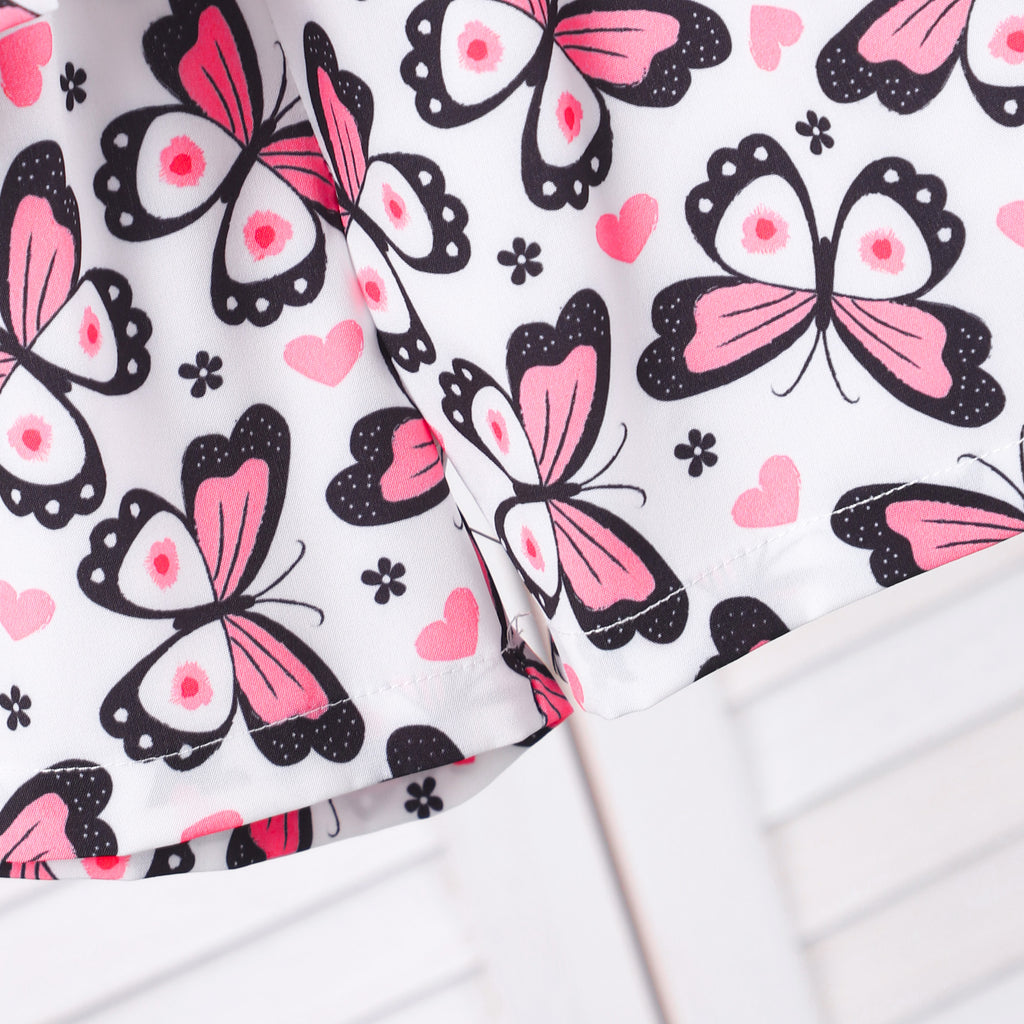 Girls Multicolor Butterfly Printed Shirt With Shorts Set 2 pc. Sets