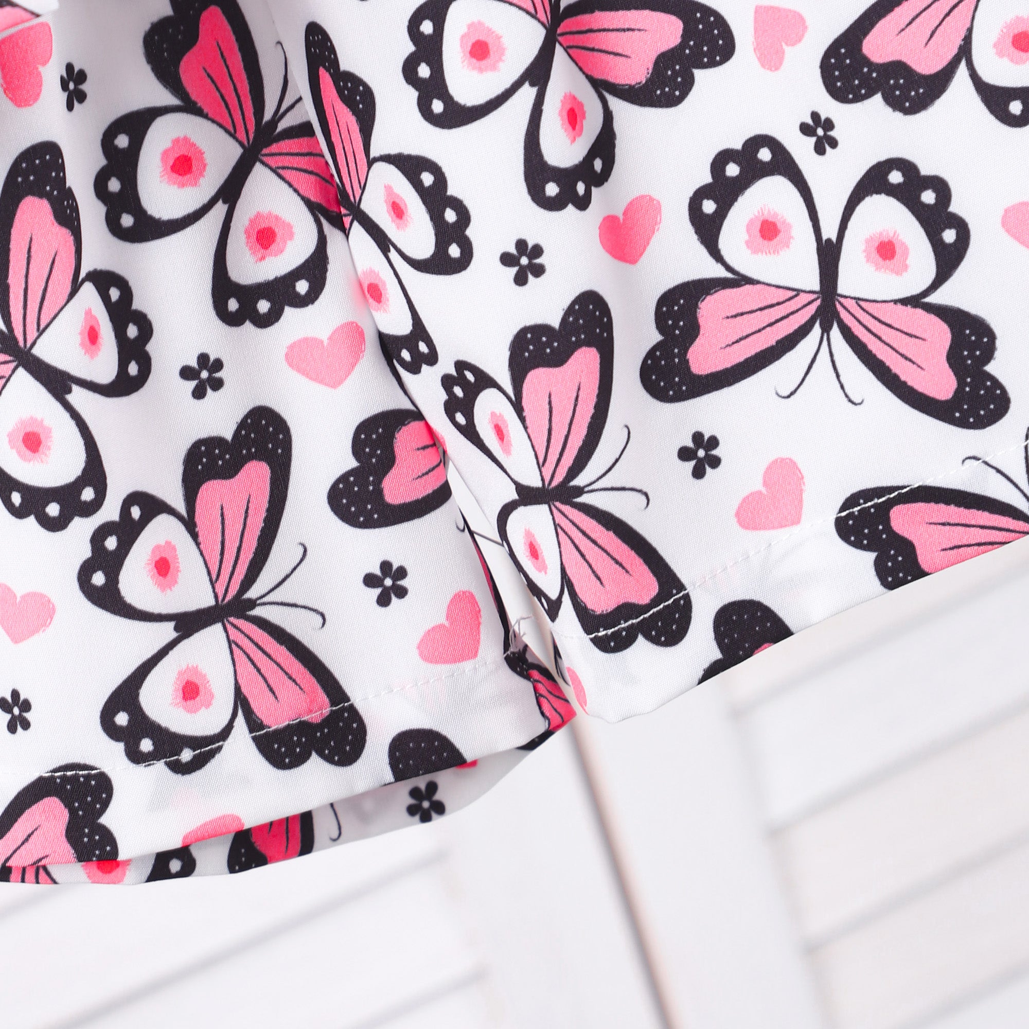 Girls Multicolor Butterfly Printed Shirt With Shorts Set 2 pc. Sets