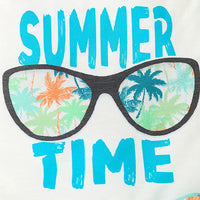 Boys White Tropical Printed Sleeveless T-Shirt With Shorts Set 2 pc. Sets