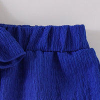 Girls Blue Textured Sleeveless Ruffle Top With Shorts Sets 2 pc. Sets