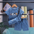 Boys Blue Astronaut Graphic Short Sleeve T-shirt With Drawstring Shorts And Bag Sets Sets Blue 1-2 Y