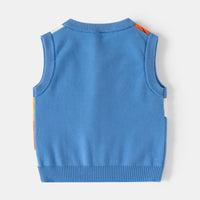 Boys Blue Self-Design Jacquard Sweater Vest Sweaters & Cardigans