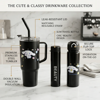 Black 3-Piece Hydration Bottle Set - Tumbler, Gym & Slim Trending Accessories