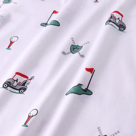 Boys White Golf Print Short Sleeve T-Shirt With Checked Shorts Sets Sets