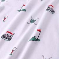 Boys White Golf Print Short Sleeve T-Shirt With Checked Shorts Sets Sets