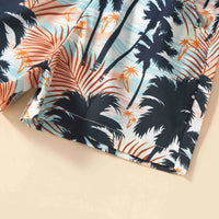 Boys Beige Short Sleeve T-Shirt With Tropical Print Shorts Sets 2 pc. Sets