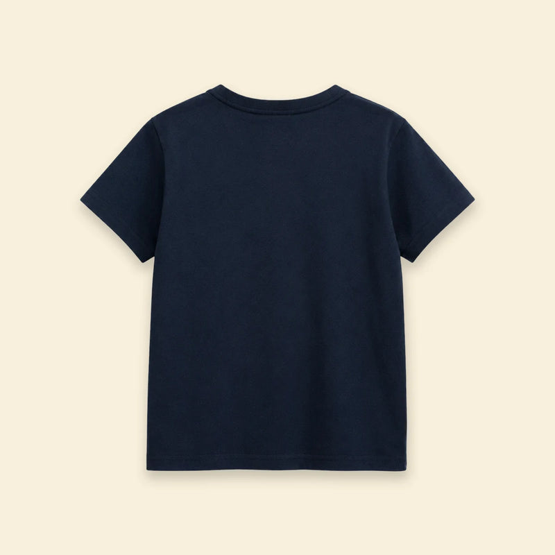 Boys Navy Blue Typographic Print Short Sleeve T-Shirt Tshirts
