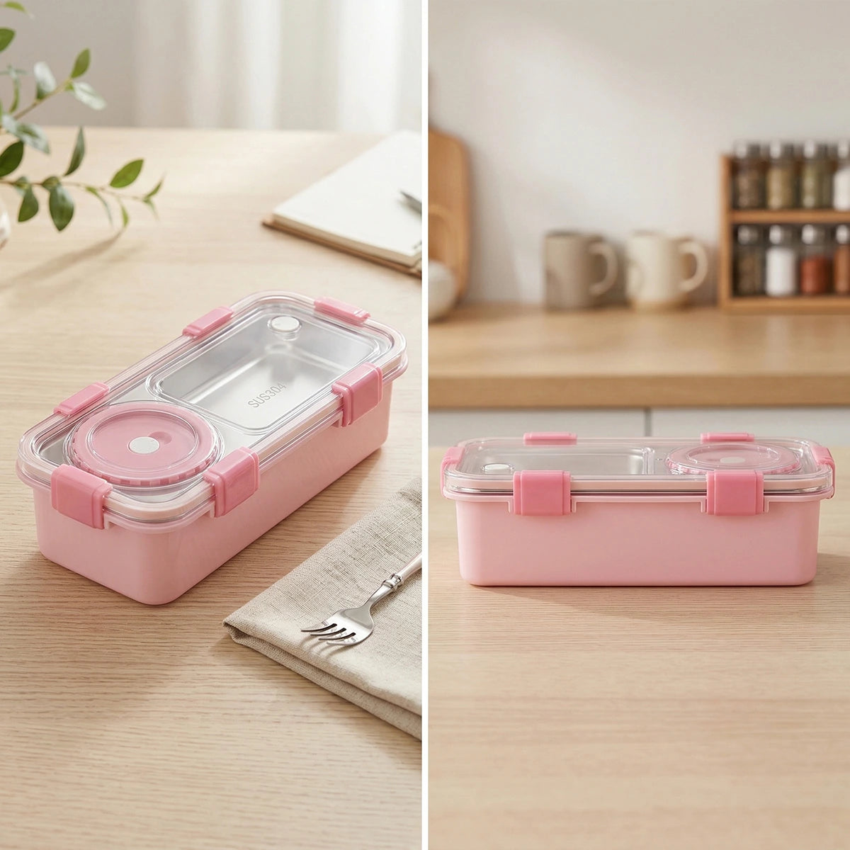 Kids Blush Pink Leak-Resistant School Lunch Box Trending Accessories