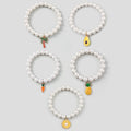 Pack Of 5 Girls Multicolour Pearl Charm Bracelet Sets Bracelet Multicolor Onesize