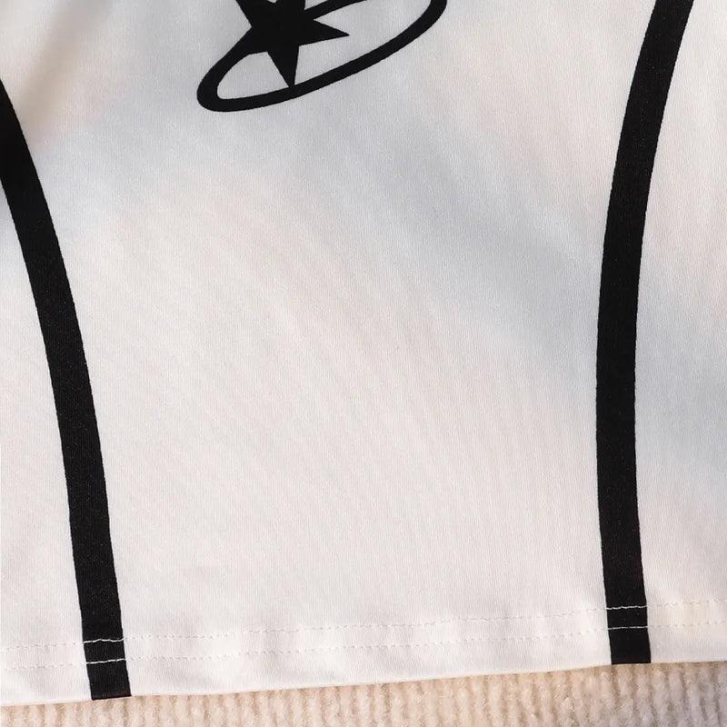 Girls White Contrast Stripes T-Shirt With Flared Pant Sets Sets