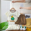Boys Bag-pack Appliqued T-Shirt With Dark Brown Shorts Set 2 pc. Sets Dark Brown 1-2 Y