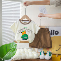 Boys Bag-pack Appliqued T-Shirt With Dark Brown Shorts Set 2 pc. Sets Dark Brown 1-2 Y