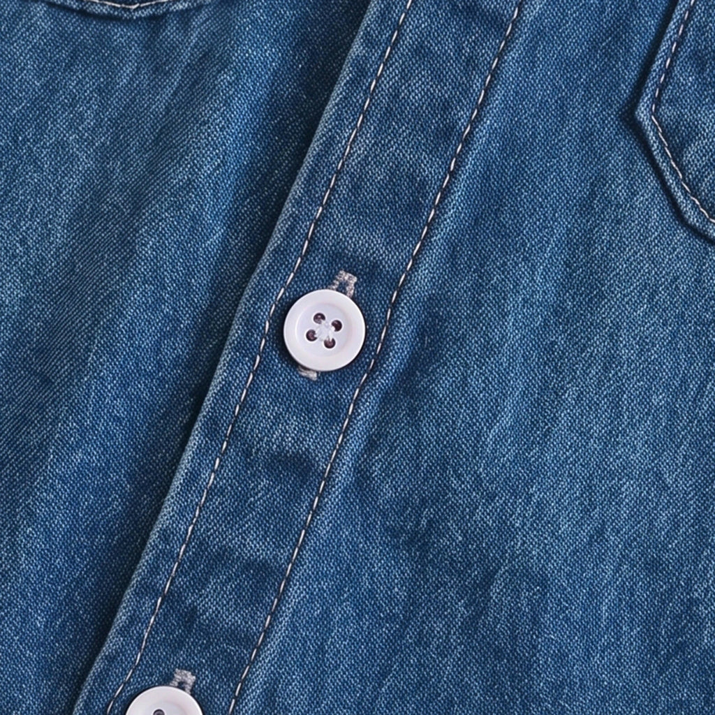 Boys Dark Blue Long Sleeve Denim Shirt Shirts