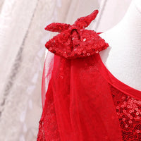 Girls Red Sequined Fit & Flare Party Wear Dress Party Dresses