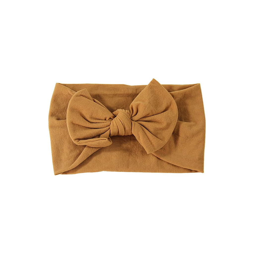 Girls Light Brown Bowknot Stretch Headband Clips Light Brown One Size 