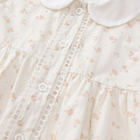 Girls Off-White Floral Printed Peter Pan Collar Fit & Flare Dress Casual Dresses