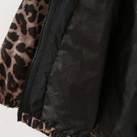 Girls Black Leopard Printed Hooded Zip-Up Jacket Coats & Jackets