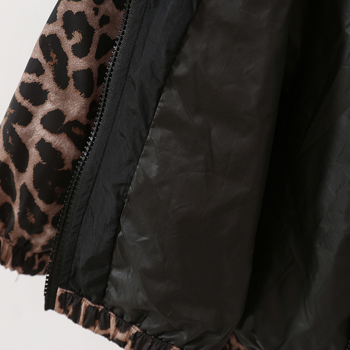 Girls Black Leopard Printed Hooded Zip-Up Jacket Coats & Jackets