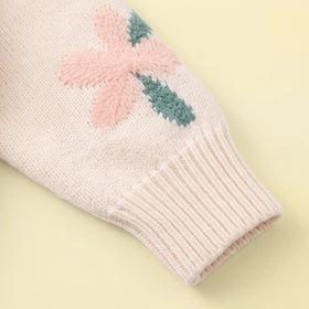 Girls Cream Floral Applique Long Sleeve Sweater Sweaters & Cardigans