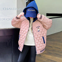Girls Pink Quilted Hooded Zipper jacket Coats & Jackets