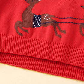 Boys Red Self-Design Christmas Themed Knitted Sweater Sweaters & Cardigans