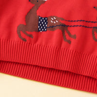 Boys Red Self-Design Christmas Themed Knitted Sweater Sweaters & Cardigans