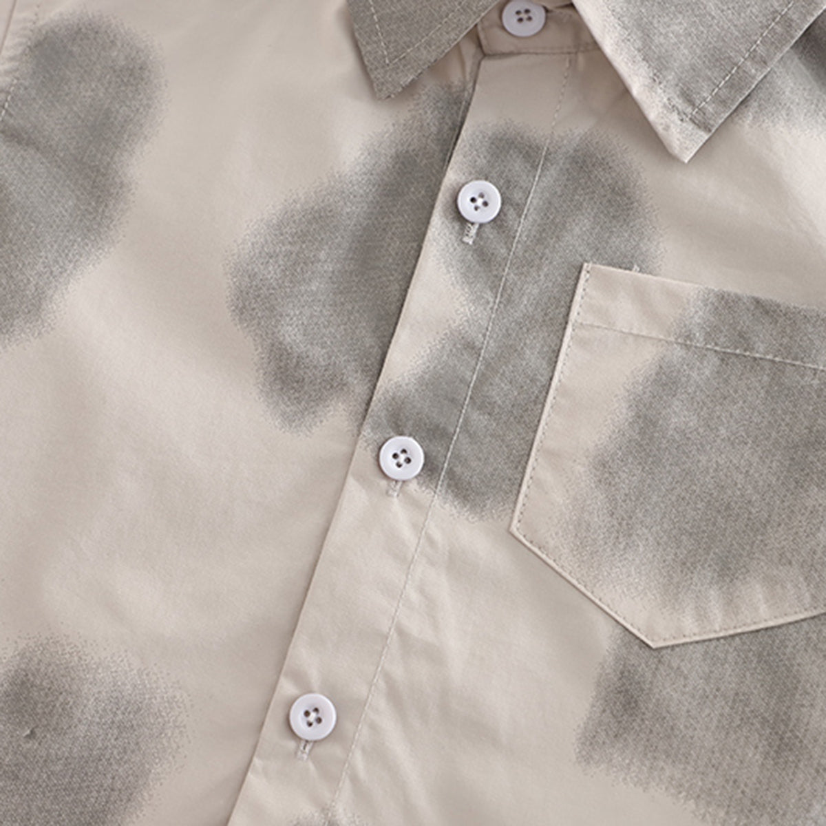 Boys Beige Printed Short Sleeves Shirt With T-Shirt And Shorts Set 3 pc. Sets