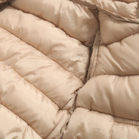 Boys Khaki Solid Front Zipper Hooded Puffer Jacket Coats & Jackets