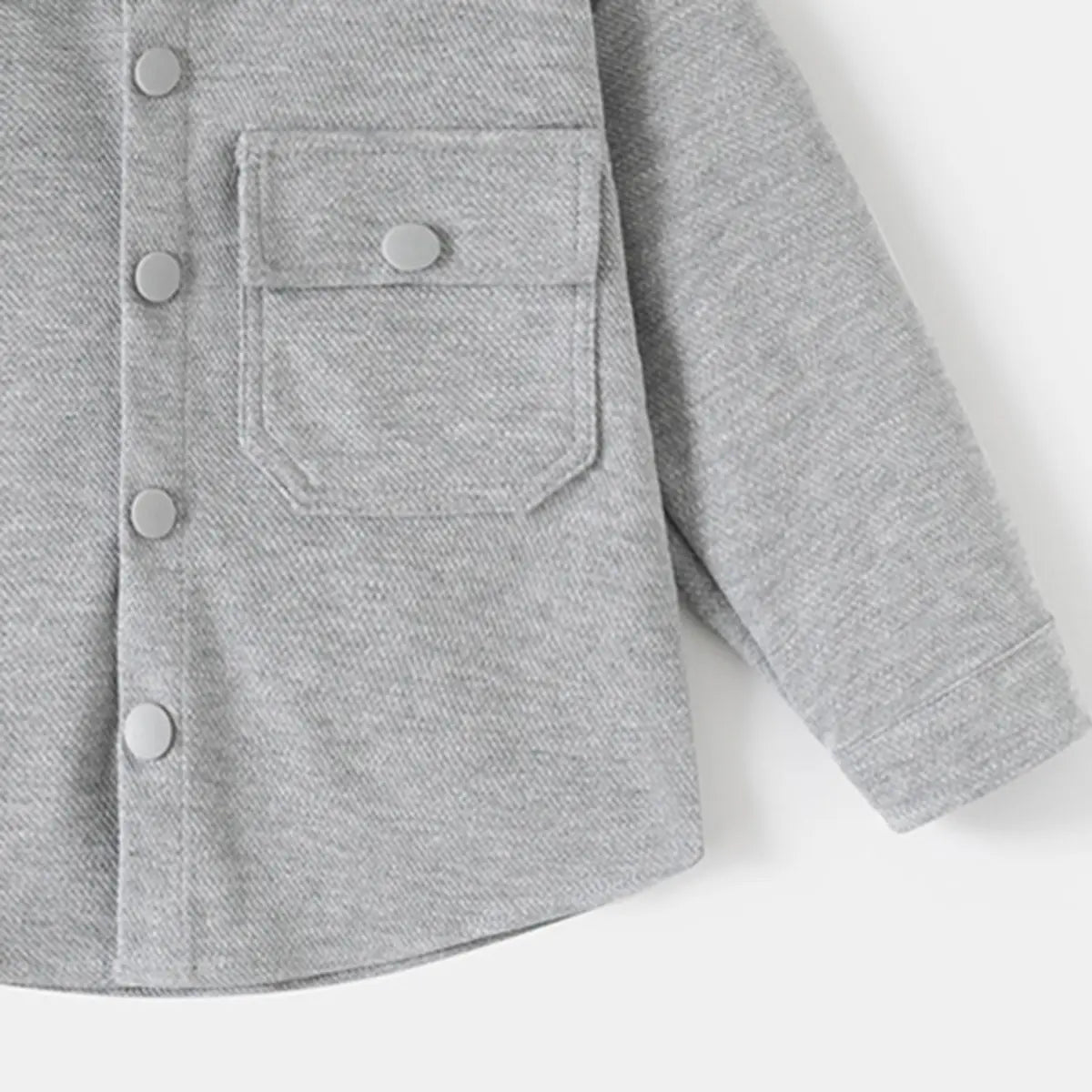 Boys Light Grey Textured Long Sleeve Shirt with Pocket Shirts