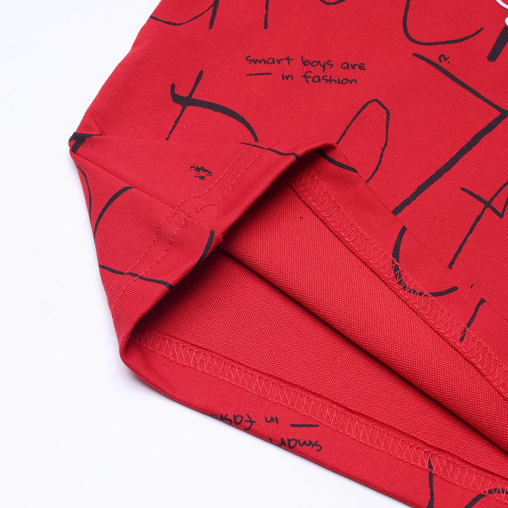 Boys Red Astronaut Graphic Short Sleeve T-shirt With Drawstring Shorts And Bag Sets Sets