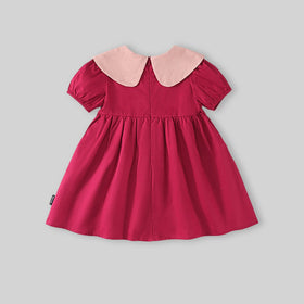 Girls Red Floral Embroidered Short Sleeve Fit & Flare Dress Casual Dresses