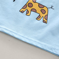 Boys Sky Blue Giraffe Printed Short Sleeve T-Shirt With Shorts Sets 2 pc. Sets