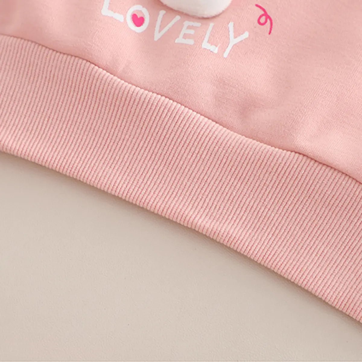 Girls Pink Applique Regular Sweatshirt With Trousers Sets 2 pc. Sets