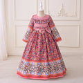 Girls Pink Floral Maxi Dress With Long Sleeves Casual Dresses Pink 3-4 Y