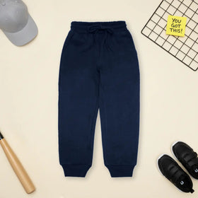 Boys Navy Blue Solid Cross Pocket Elasticated Joggers Trackpants & Joggers Navy Blue 1-2 Y