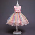 Girls Multicolour Heart Applique Fit & Flare Party Wear Dress Party Dresses Multicolor 1-2 Y