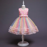 Girls Multicolour Heart Applique Fit & Flare Party Wear Dress Party Dresses Multicolor 1-2 Y