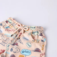 Boys Peach Graphic Printed Short Sleeves Shirt With T-Shirt And Printed Shorts Sets Sets